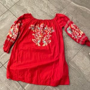 EUC Off the Shoulder Embroidered Free People Dress